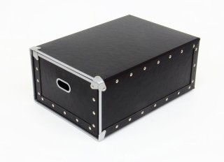 硬質パルプボックス フタ式大キャスター付 ブラック - 安達紙器