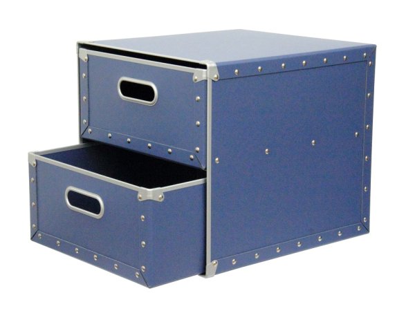 画像2: 硬質パルプボックス　２段引出　ブルーグレー (2)