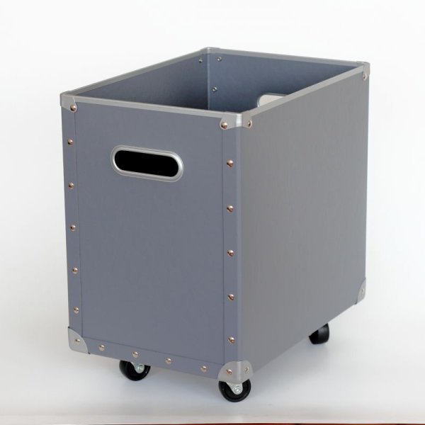 画像2: 硬質パルプボックス　フタ式大キャスター付　グレー (2)